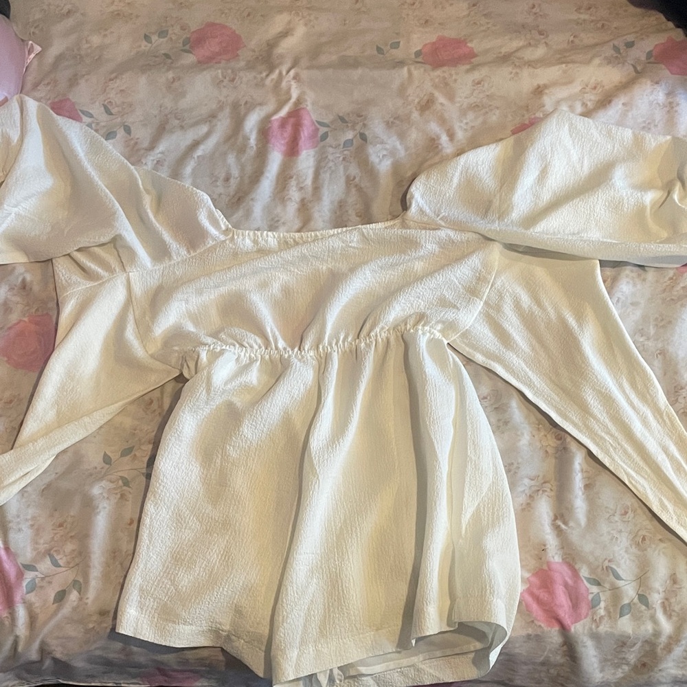 Forever 21 Cream Off-Shoulder Blouse